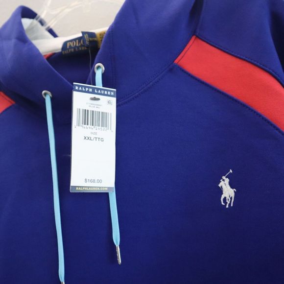 Polo Ralph Lauren Women Sz 2XL Blue Multi Embroidered Logo Pullover Hoodie $168 - Picture 3 of 5